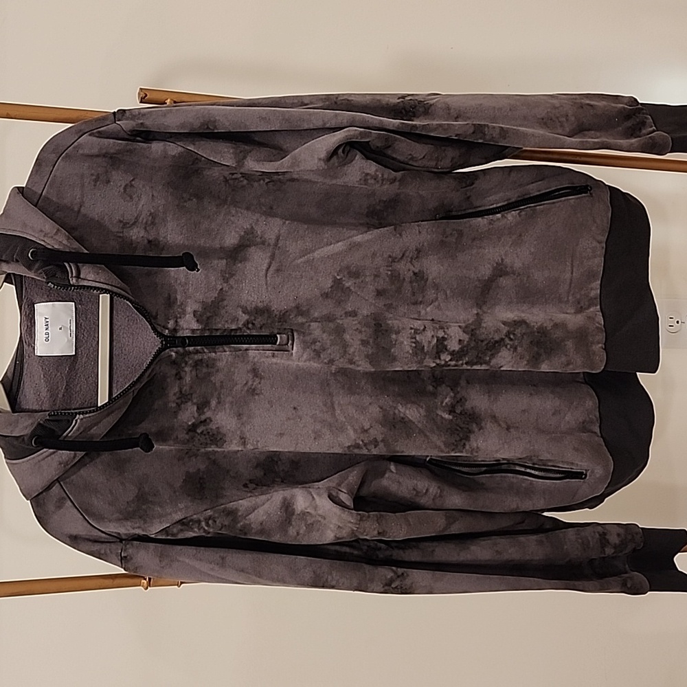 Old Navy Men's Gray Tie-Dye Half-Zip Hoodie